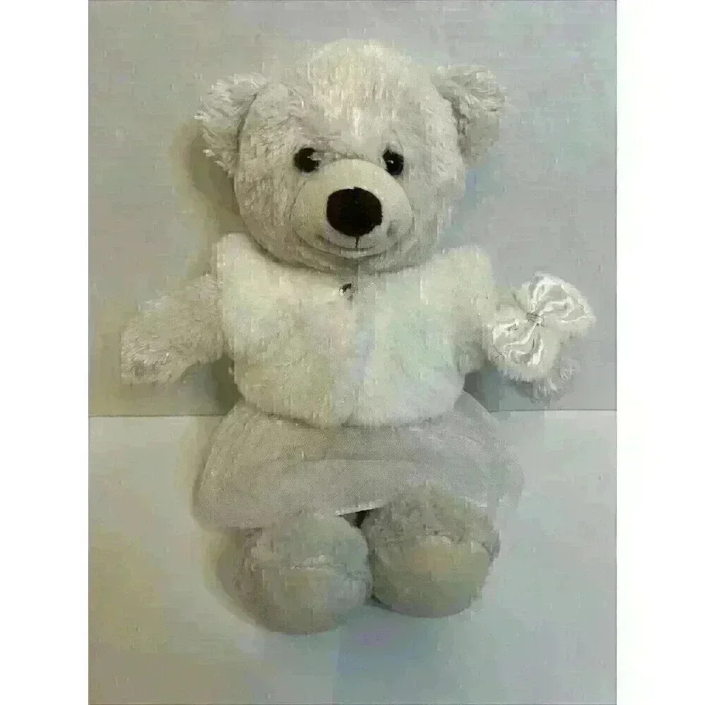 Build A Bear 15"‎ Plush White Cream Original Classic Bear Stuffed Animal Dressed
